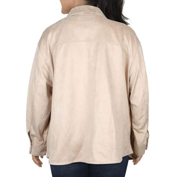 Levi’s LW2WS235 Women’s Plus Sz 3X Sand/Beige Faux Suede Collared Shacket - Picture 15 of 15